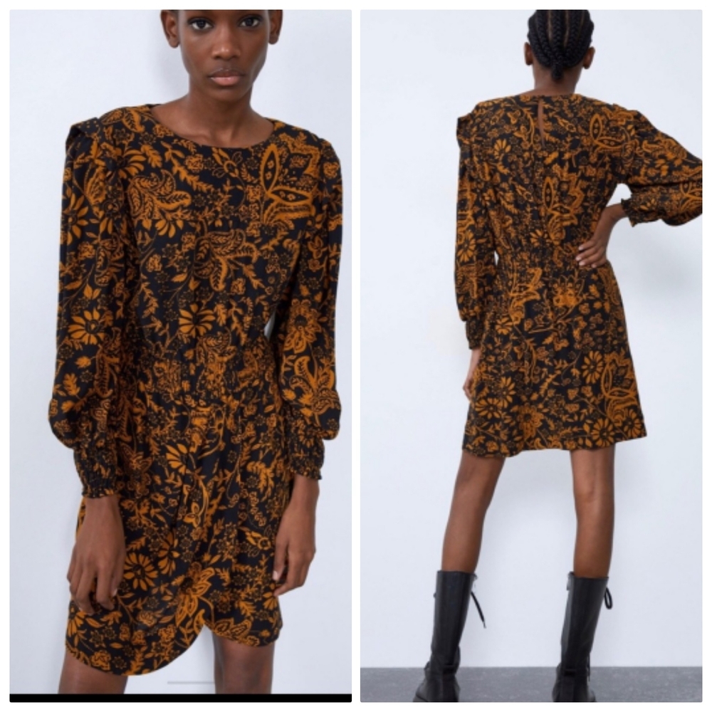 Zara Long Sleeve Faux Wrap Dress